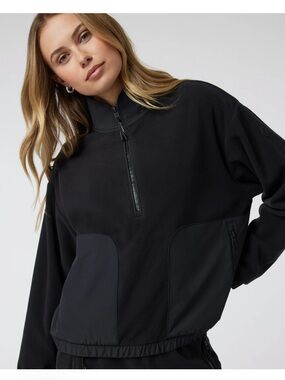 Vuori Aspen Black Half-Zip Fleece Pullover